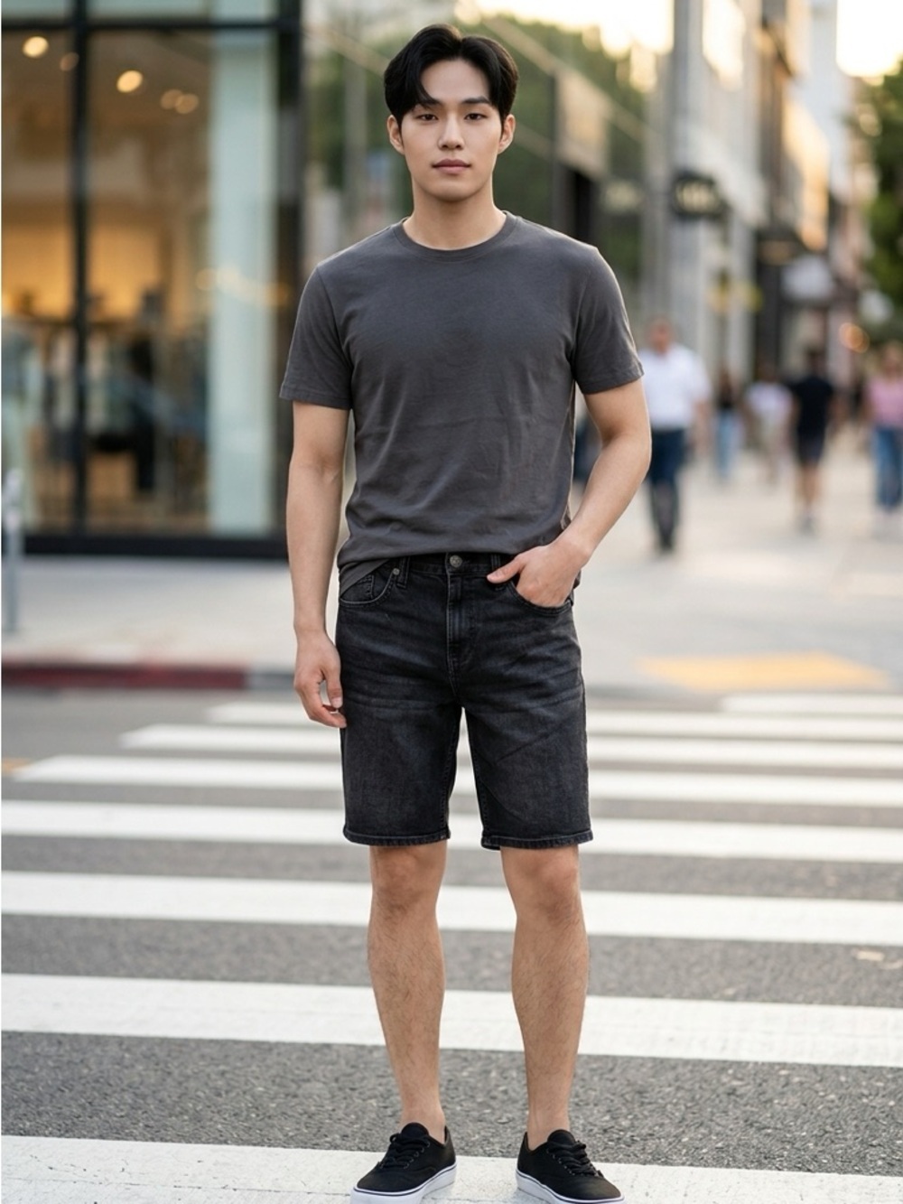 Rock & Republic Men's Black Relaxed Denim Shorts